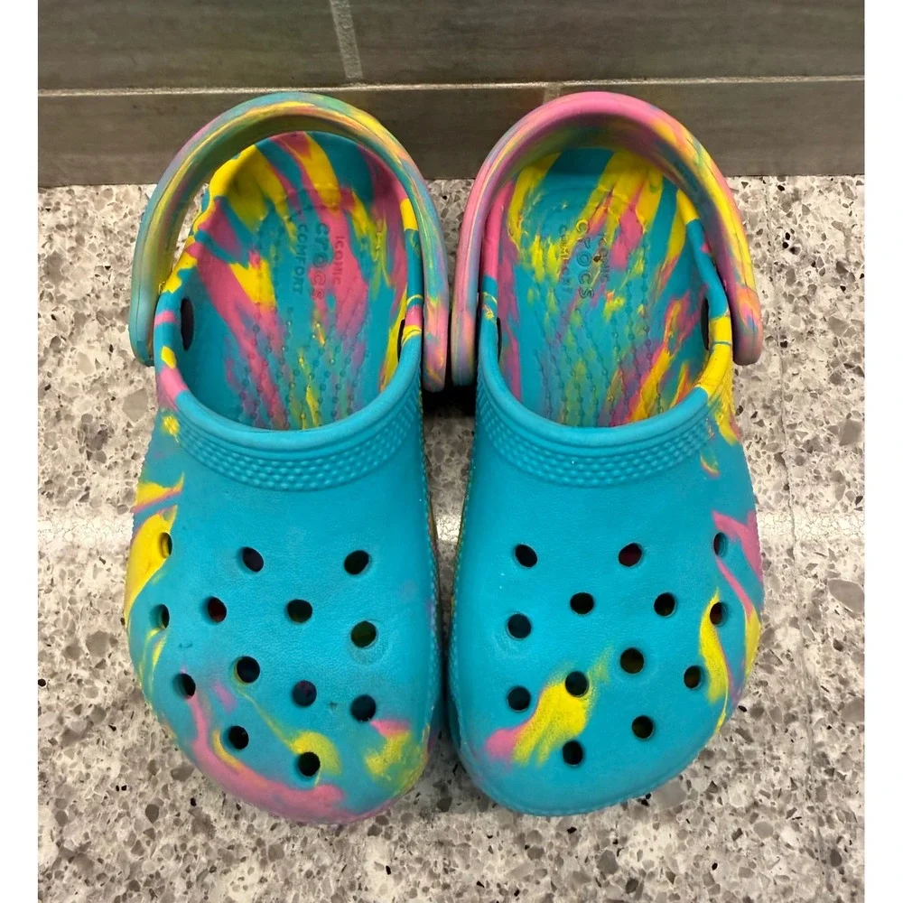 Crocs Toddler Classic Multi-Color Marbled Clog/Slip-On Casual Shoes Size C9